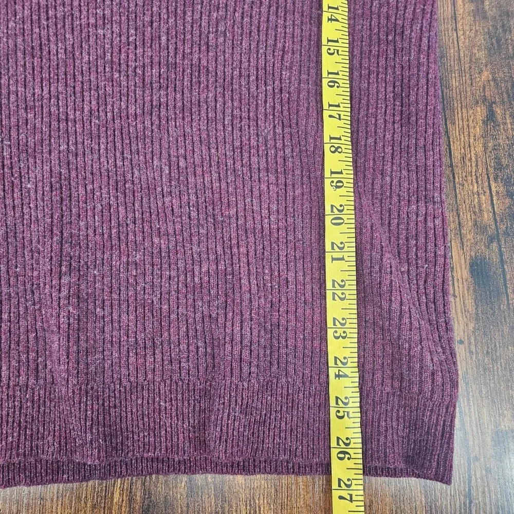 LL Bean‎ V-Neck Sweater Mens Large Tall Burgundy 100% Lambswool Ribbed Knit